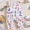 Infant Baby Cute Puppy Kitten Graffiti Pattern Bodysuit Casual Comfortable Sleeveless Jumpsuit