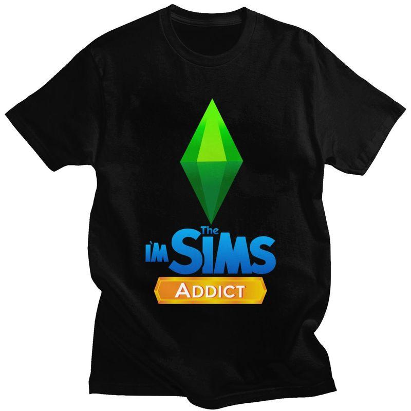 

Мужская футболка на заказ Я Зависим от The Sims 100% Хлопок Футболка Короткий рукав Видеоигра Футболка Приталенный крой - Мужская Летняя Co... S разноцветный