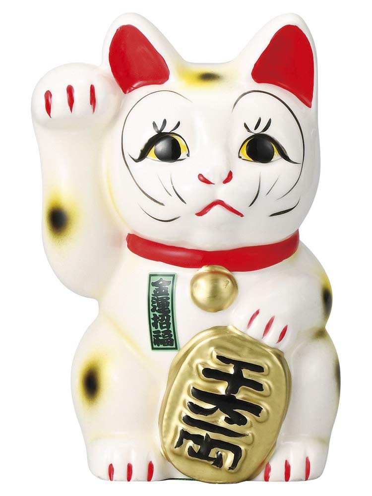Bílá Maneki Neko Příznivá figurka kočky Otevírací dárek 5palcová (Že jo) [15cm, 180g] [Maneki Neko]
