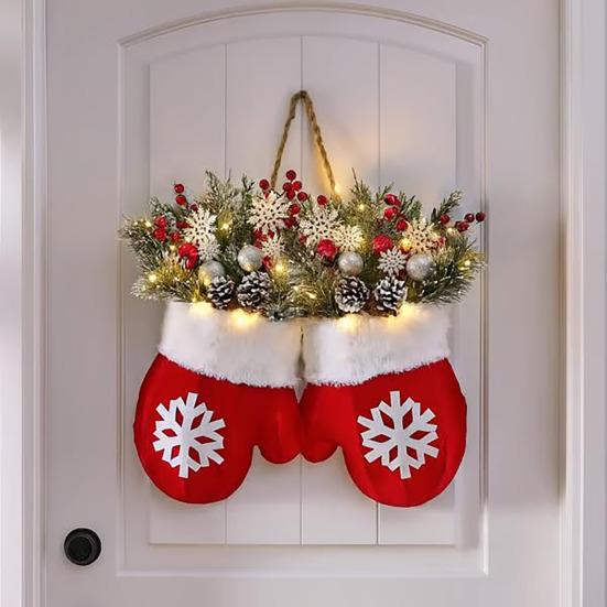 Christmas Decoration LED Light Decor Wall Mounted Christmas Gloves Festive Atmosphere Party Holiday Pendant
