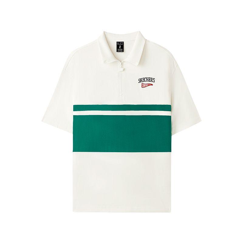 Skechers SS25 Brand Logo Knitted Loose Casual Color Block Design Comfortable Breathable College Style Short Sleeve Polo Shirt L225U053-0074