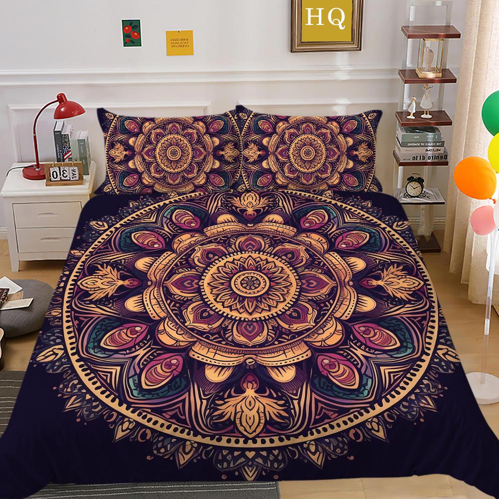 Módní sada povlaků na přikrývku Špičkové designové dekorace do ložnice 3D povlečení na polštář s potiskem mandaly