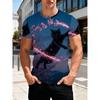 Summer Plus Men's Casual T-shirt Fashionable Blue Cat 3D Printed Sports Short Sleeved Round Neck Tops