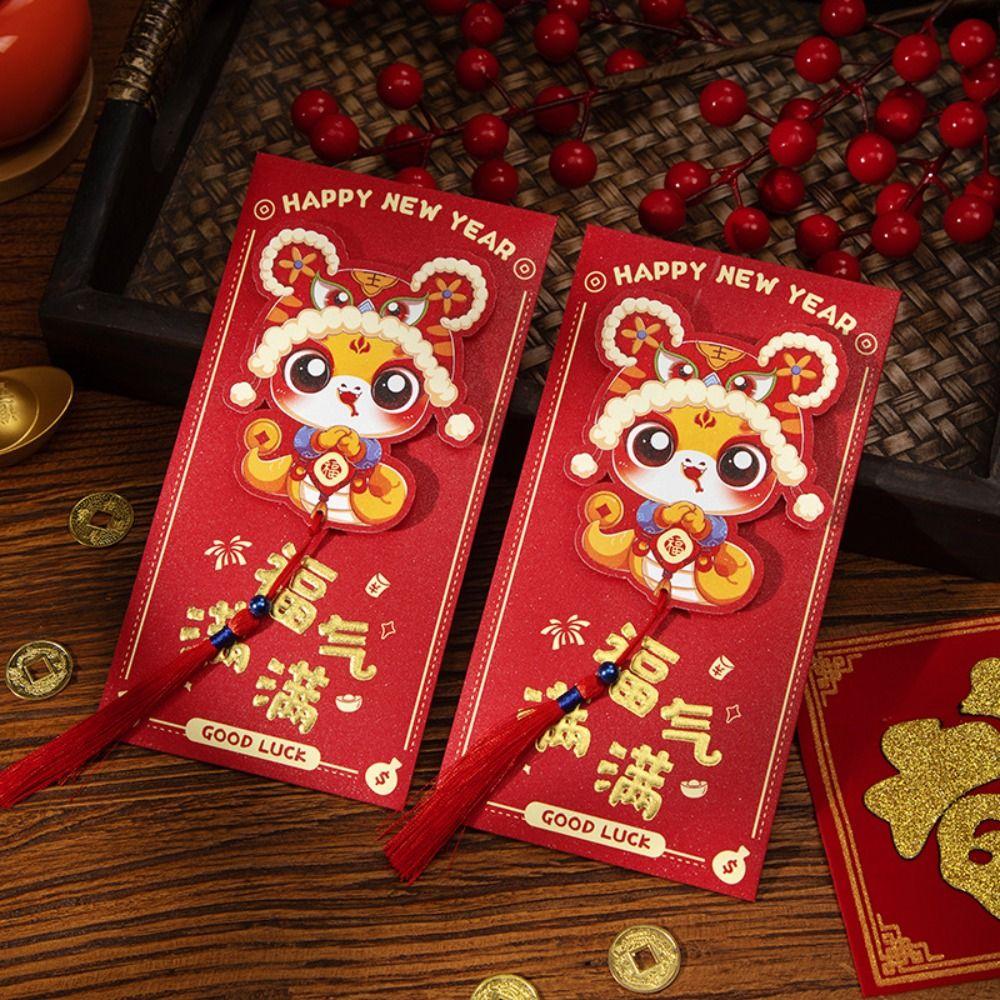 6pcs Chinese Style 3D New Year Money Pocket Blessing Good Luck Red Packet  Wedding Birthday