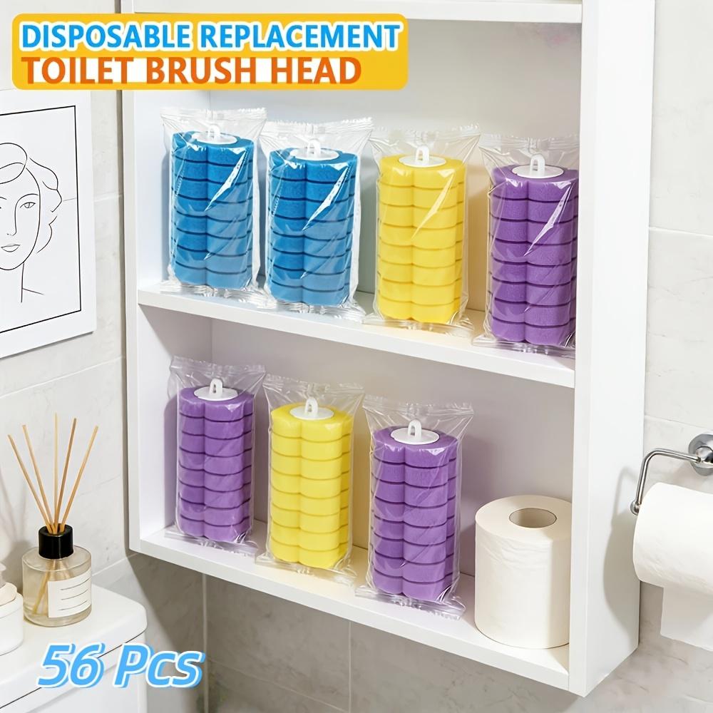 6pcs Toilet Cleaning Rod Replacement Set 3-color Transparent Packaging Bags Disposable Toilet Replacement Head Pads