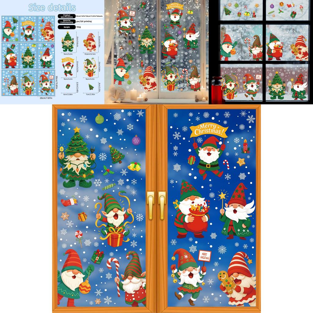 Christmas Snowflake Pvc Static Decals Set For Festive Window Art