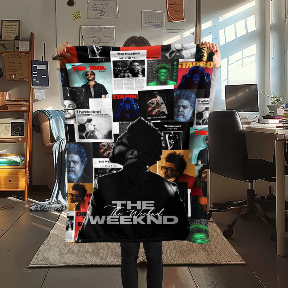 1PC The Weeknd Print Flannel Blanket, High quality Comfortable for All Seasons, Home Decor, Warmth and Comfort, Perfect for Christmas Gifts