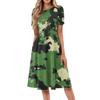 Women's Loose Casual And Fashionable Round Neck Short Sleeved Printed Mid Length Dress
