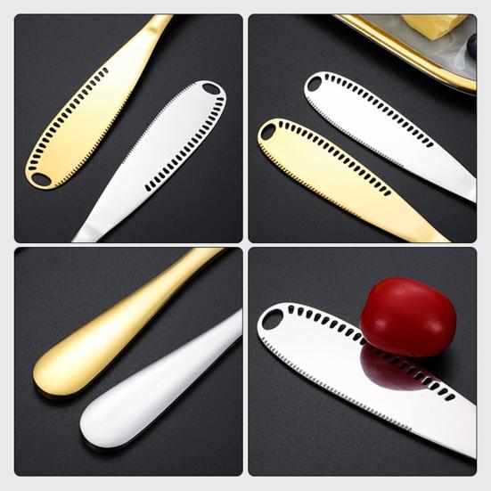 Stainless Steel Butter Scraper Cheese Knife Jam Spreader with Serrated Blade Ergonomic Handle for Cutting Hard Butter Spreading Cream Baking And