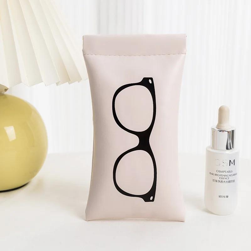 

Кожаный чехол для очков Водонепроницаемая замшевая подкладка Самозакрывающийся чехол для хранения очков Зажим для очков Простой чехол для солнцезащитных очков Для улицы белый