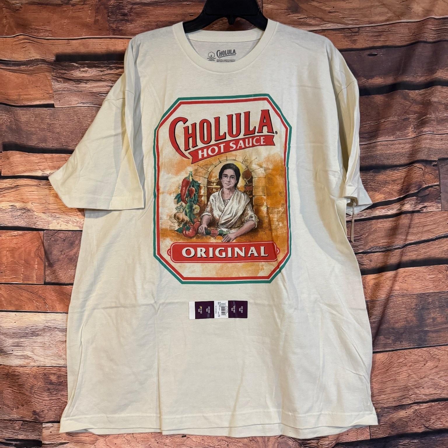 Cholula Hot Sauce Men s Cream 2XL 100% Cotton Graphic Tee Unisex T-Shirt XL