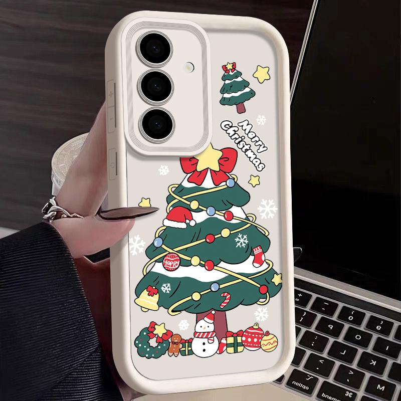 

Чехол с рисунком снеговика и елки для Samsung Galaxy S24 FE S23 Ultra A16 A55 A54 A35 A34, мягкий силиконовый противоударный матовый чехол для телефона из ТПУ Samsung A35 5G бежевый