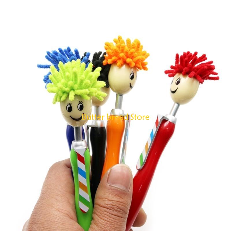 W89C 12 Pcs Funny Clown ABS Screen Cleaner Different Hair's Color for Kids and Adults