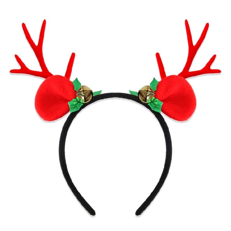 Reindeer Antler Headband Ornament Adjustable Size Christmas Reindeer Headband with Soft Antlers and White Sphere