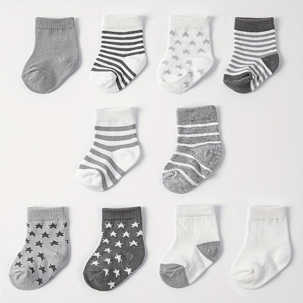 0-3 6-12 Months Boy Baby Socks Infant Newborn White Cotton Sock 10 Pairs Set