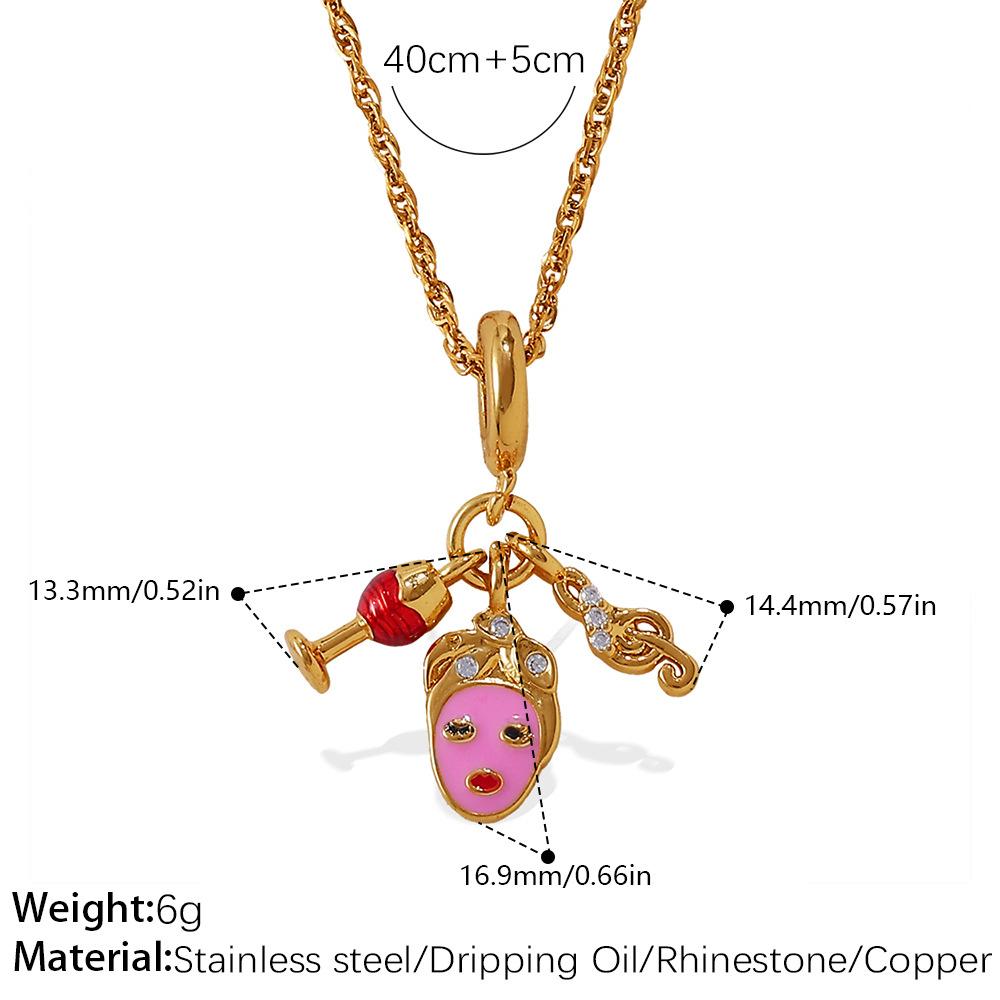 Retro Style Cartoon DIY High Heels Pendant Necklace Stainless Steel Gold-plated Premium Versatile Jewelry Women