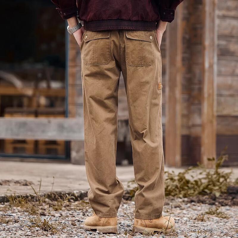 Men's American Retro Loose Straight Work Pants