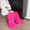 Winte Mongolian Wool Snow Boots Real Long Boots Warm Plush Platform Knee-High Boot Outdoor Furry Cute Over-The-Knee Girls Boots