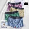 Men's Striped Cotton Boxer Briefs - Antibacterial & Breathable for All Seasons