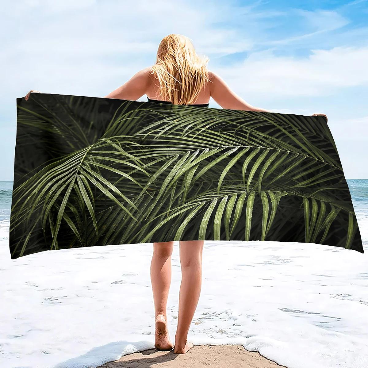 

Adults Oversized Beach Towels Women Sand Free Palm Beach Towels Quick Dry Large Bath Towels Microfiber Lightweight Travel Towel W40*H60(CM)