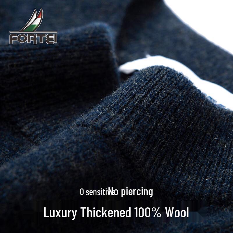 Futing Men's 100% Merino Wool Round Neck Knit Sweater