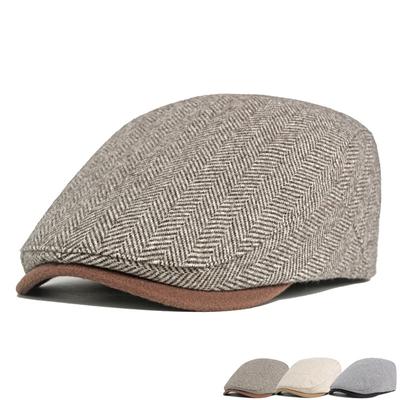 Male Newsboy Cap Classic Herringbon Beret Autumn Winter Female Warm Forward Cap Gatsby Painters Hats Peaked Cap