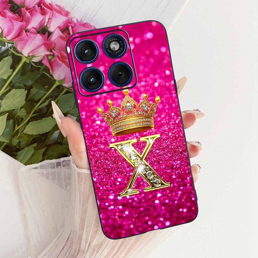 

For Motorola Edge 70 / Moto X70 Air XT2601-2 Fashion Crown Initial Letter Couple Phone Capa Soft Silicone TPU Case Couqe Moto Edge 70 5G
