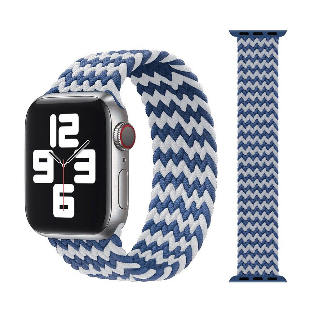 Fabric Braided Solo Loop Nylon Strap For Apple Watch 7 6 Band 44mm 40mm 38mm 42mm 41mm 45mm Elastic for iWatch Series 6 SE 5 4 3