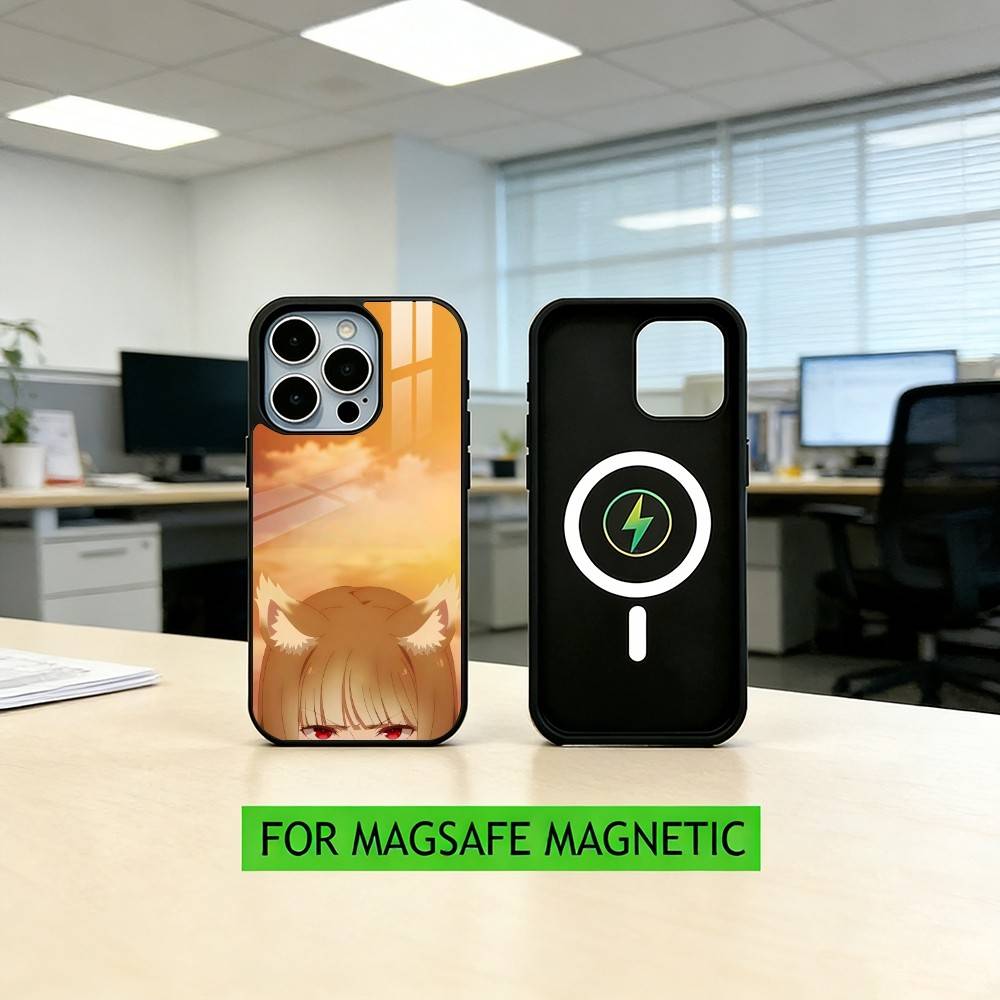 S-Spice and Wolf Anime Phone Case For iPhone17,16,15,14,13,12,11 Plus,Pro Magnetic with Magsafe Wireless Charging