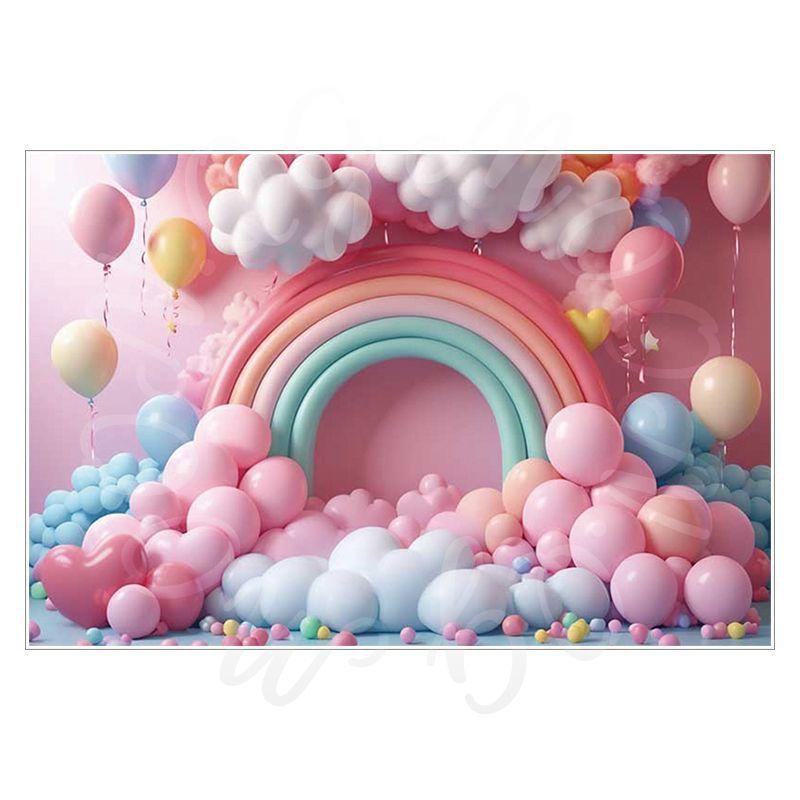 Balloon Cartoon Background Fabric for Pet Children's Birthday Party Decoration Wall Fabric, Photography and Photo-taking Background Fabric