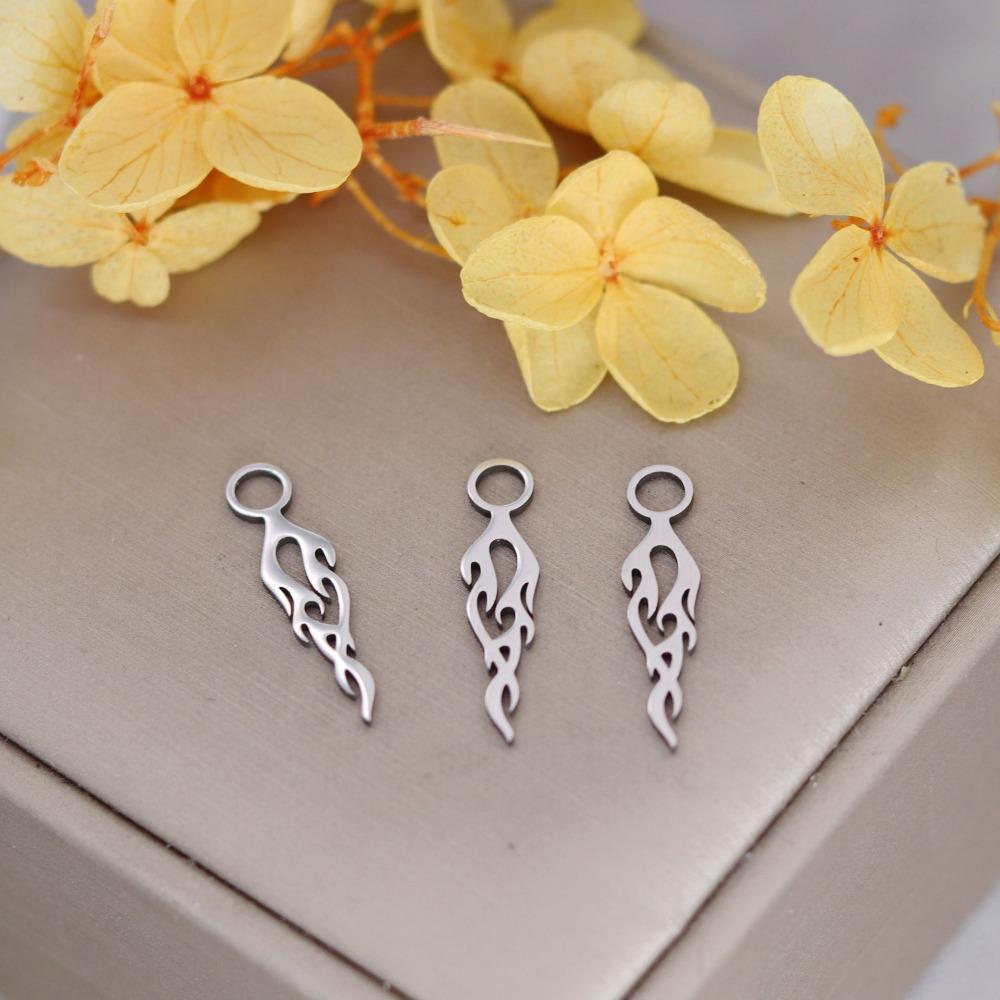 Stainless steel personalized flame pendant earring necklace pendant DIY jewelry accessories
