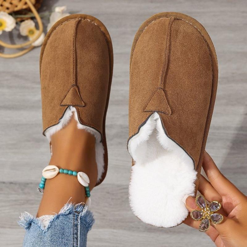 Large size bag head flat-bottomed slippers for women's autumn and winter new warm and light cotton shoes for women