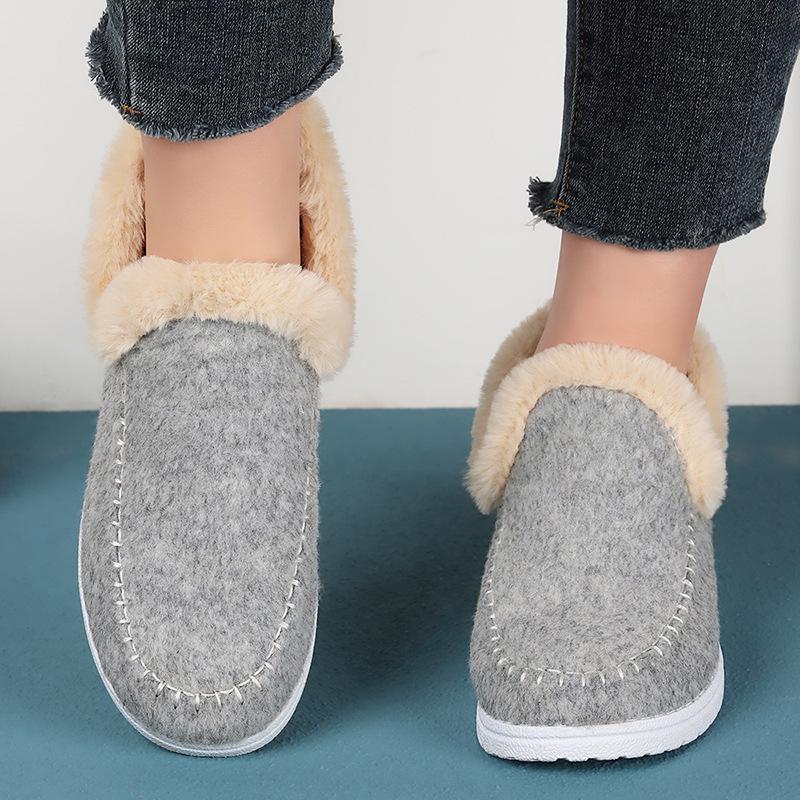 Women's Fleece-Lined Cotton Snow Boots – Slip-On Short Winter Boots