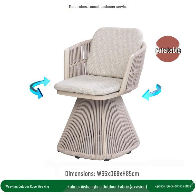 Nordic Rattan Weaving Outdoor Table and Chairs Set - Rotatable Designer Style for Courtyard, Balcony or Garden