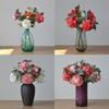Multicolor Peony Artificial Flower Green Lieaves Silk Petals Faux Flower Fesktop Ornament DIY Lifelike Flower Home Decoration