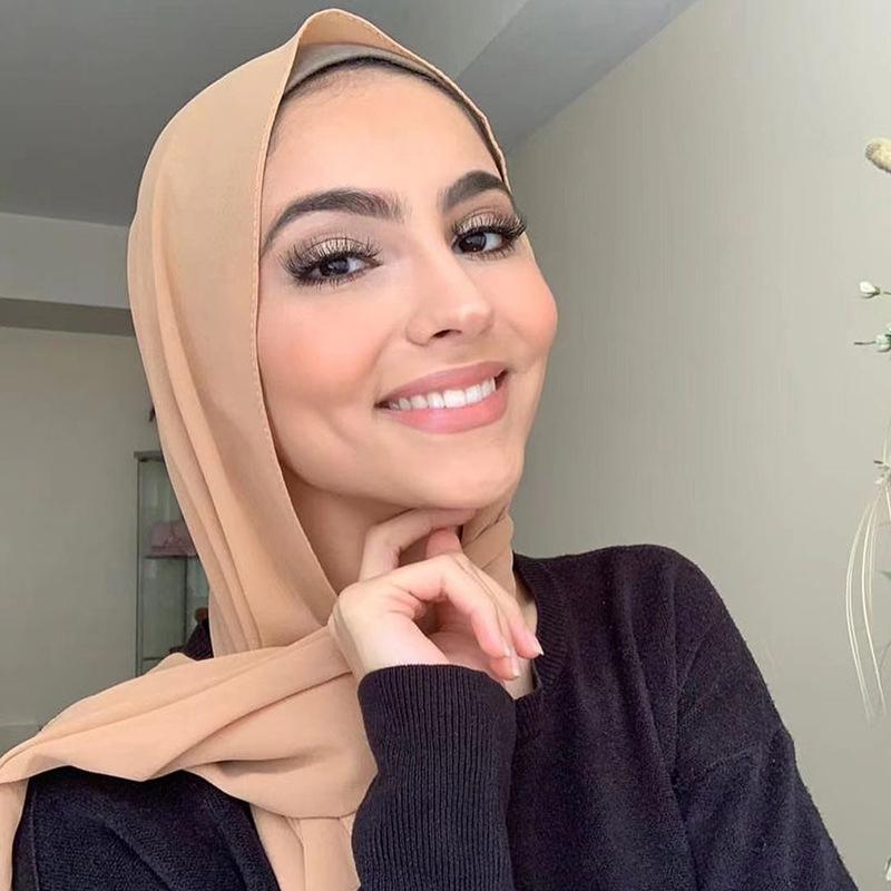 Ramadan Women Muslim Chiffon Hijab Shawls Scarf Modal Cotton Jersey Hijabs Plain Soft for Lady Voile Head Wraps Islamic Turban