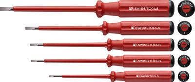PB SWISS TOOLS SwissGrip Classic Handle Type Insulated Flathead Screwdriver Set X X X X 1 X Mm 5538 5-piece 0.4 2.5, 0.5 3, 0.6 3.5, 0.8 4, 5.5