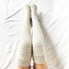 Damen Winter Beinwärmer Zopfmuster Kabelstrick Oberschenkelhohe Stiefelsocken Einfarbig Gedrehte Strickerei Über Knie Lange Strümpfe