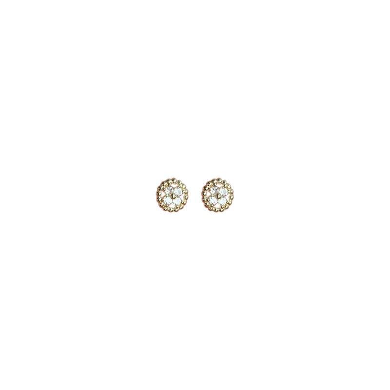 925 Sterling Silver Inlaid Zircon Disc Cross Flower Earrings For Women Exquisite Small Jewelry Gifts