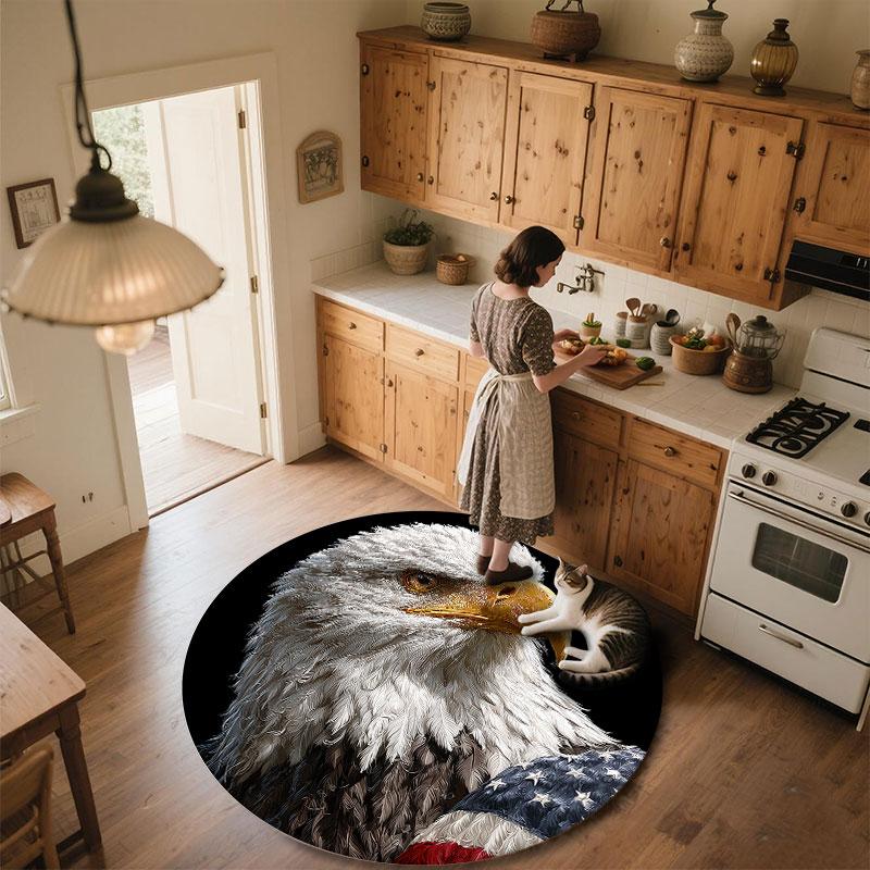 Eagle pattern round rug,Carpet Rug for Living Room Bedroom Playroom ,Non-slip Floor Mat,Holiday Gifts and Birthday Gifts.