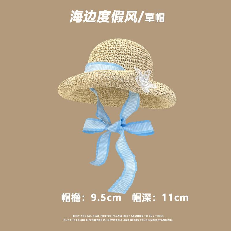 Cappello di paglia donna estate nuovo vacanza al mare spiaggia cappello parasole coprivolto francese cappello parasole cappello protezione solare foto