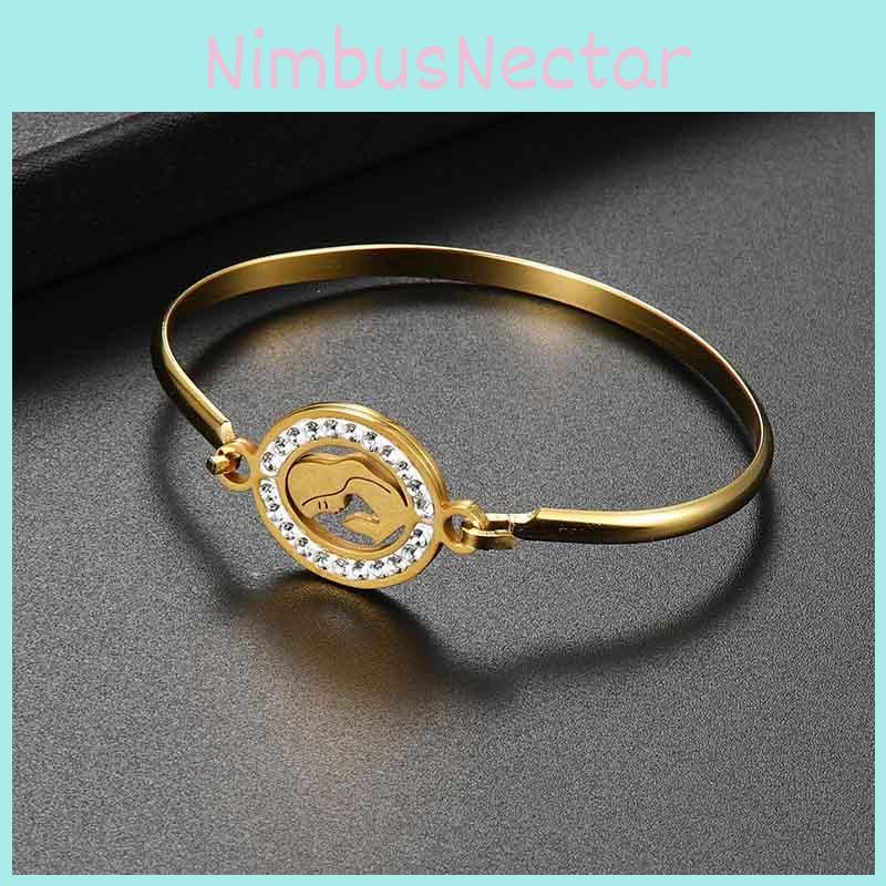 Exquisite Gold Plated Simple Cuff Bangle With Shimmering Rhinestones Jewelry Piece
