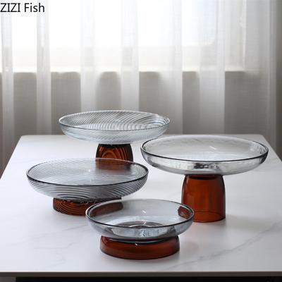 Creative Glass Fruit Plate High Enough Snack Plate Afternoon Tea Dessert Plate Simple Household Living Room Desktop Fruit Plate