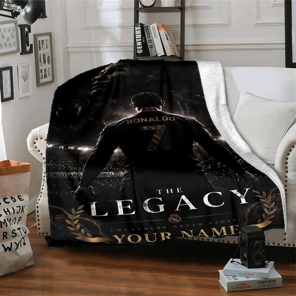 Cristiano Ronaldo (120) Personalized Name Blanket Multi-purpose Customizable Blanket Warmthful Decor Throw For Office Chair Living Room Office Seaside