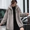 Imitation mink coat women's medium and long winter thickened imitation whole mink fur imitation coat black
