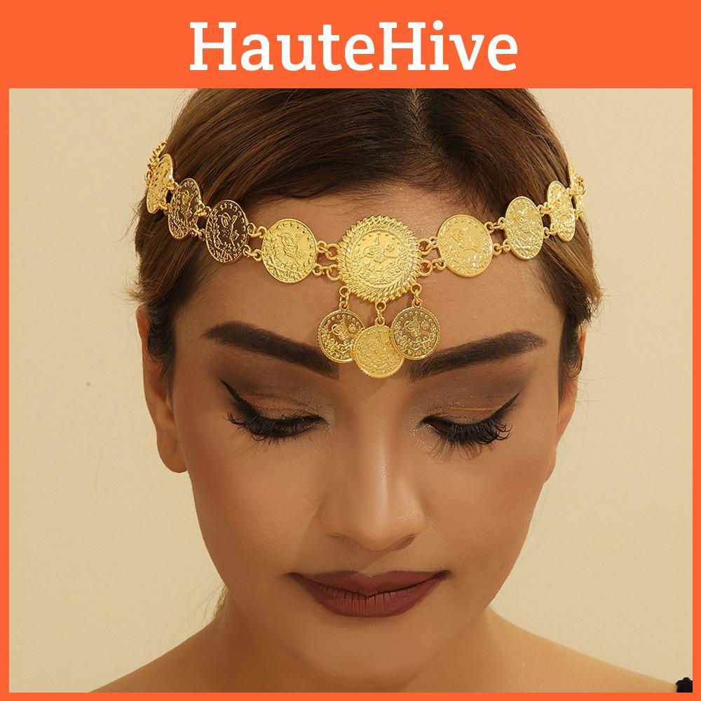 Geometric Shape Gold Alloy Headband For Women With Tassel Design Perfect For Wedding And Gift Giving