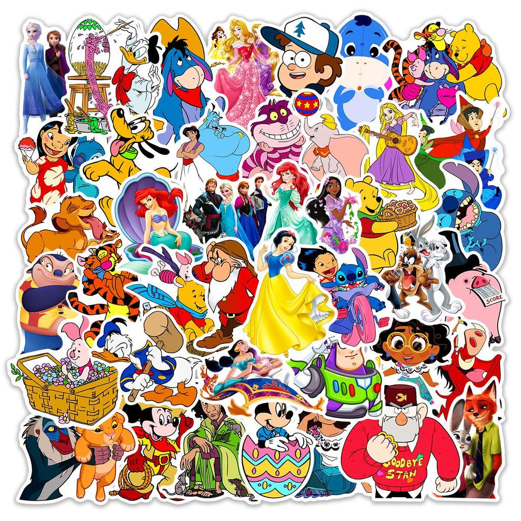 50pcs Disney Mixed Cartoon Graffiti Stickers Waterproof Decals Stickers For Laptop Phone Thermos Diy Notebook Stickers Toys Gift