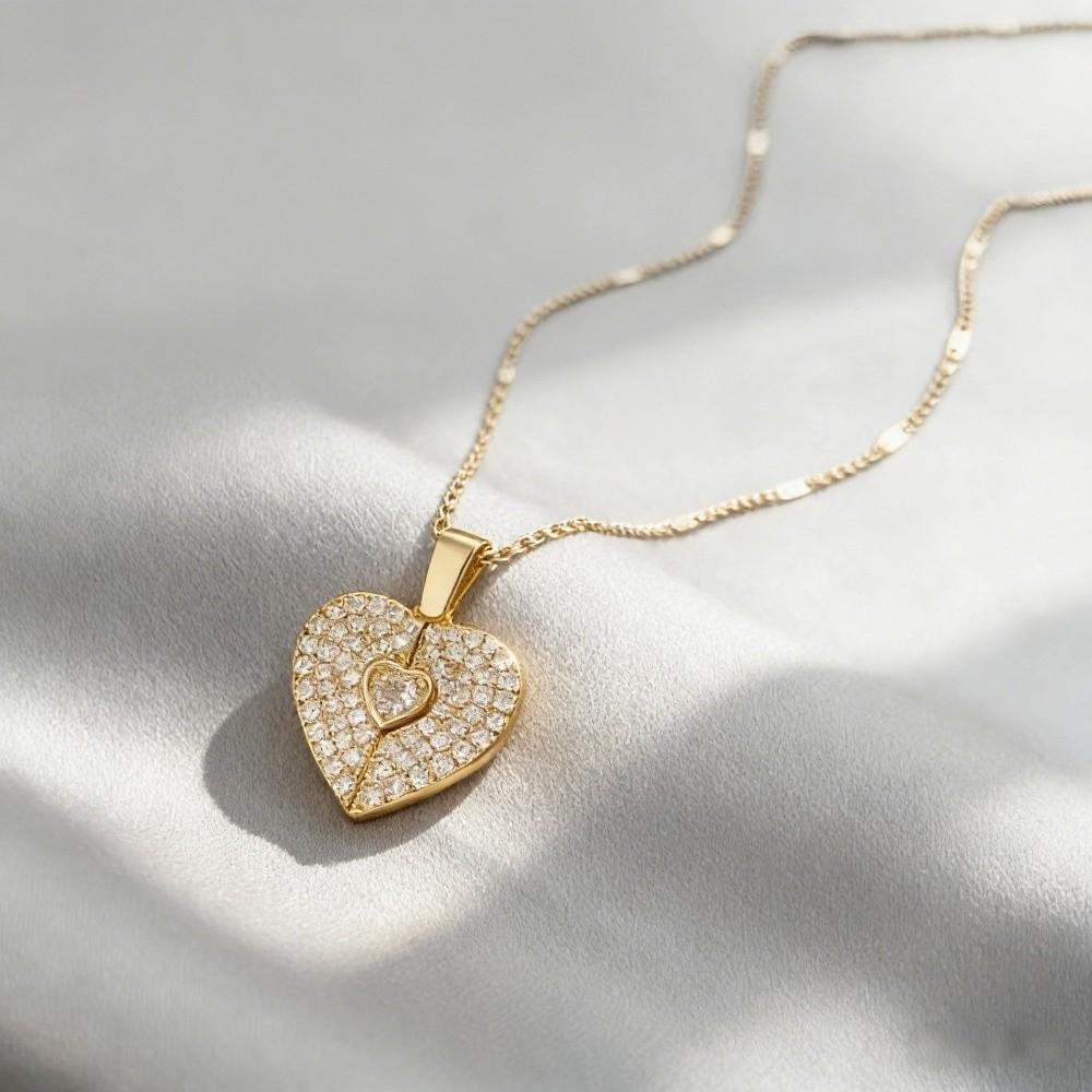 Heart-shaped Pendant Heart-shaped Necklace Handmade Couple Love Locket Heart Opening Locket  Gift