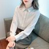 2023 Versatile White Chiffon Long Sleeve Shirt for Commuting