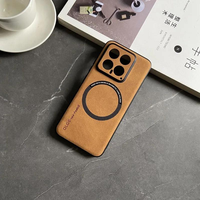 

Магнитный чехол из искусственной кожи для Xiaomi 14 Ultra 13 Lite 13T Pro 12T Civi 3 2 Redmi Note 12 13 Pro + K70E K70 POCO X6 F5 pro F4 GT Xiaomi Civi 3 коричневый